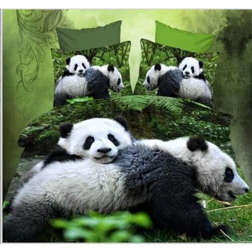 4Pcs/set 3D Animals panda Printed Bedding Set Quilt Cover Bed Sheet Pillowcases Queen Size Bedspread Bedclothes