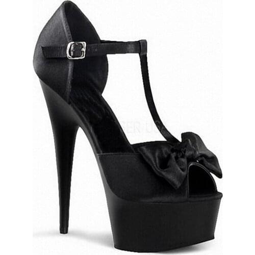 Summer ladies sexy platform heels, 15 cm pole dance sandals, 6 inch party bow sandals