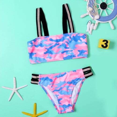 Summer Kids Swimwear For Girls Fashion Camouflage Color Swimwear Swimsuit Bikini Summer Outfits Set Girls Swimwear Bikini