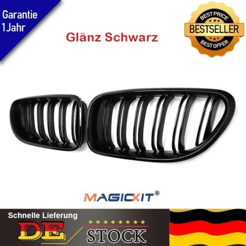 MagicKit Pair Gloss Black Front Kidney Grill Bumper Grill Double Slat Line for BMW 6 Series F06 F12 F13 M6 2012-2016 Car Styling