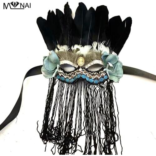 Mask Halloween Cosplay Tassel Veil Vintage Carnival Masks Masquerade Fashion Creative Drama Eye Mask Costume Party
