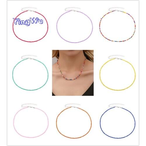 Fashion Ethnic Pure Handmade Necklace Colored Beads Short Beaded Necklace Summer Beach Clavicle Chain Boho Jewelry