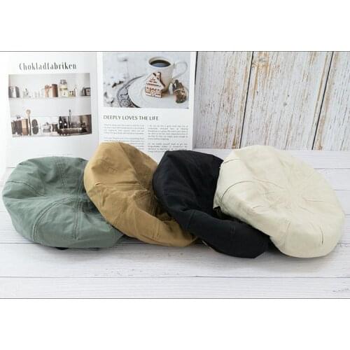 New Beret Summer Yunduo Cap Show Face Small Buttons Decoration Retro Art Painter Cap Small Fresh Womens Cap