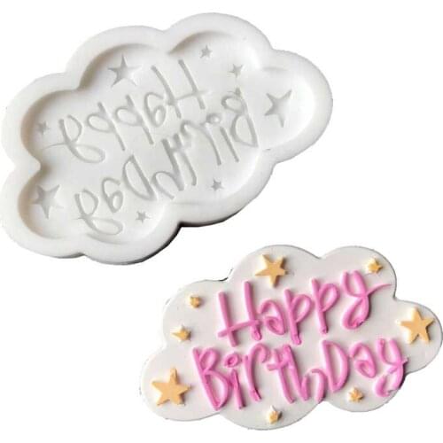 New DIY Cake Mold Flower Happy Birthday Silicone Mold A076