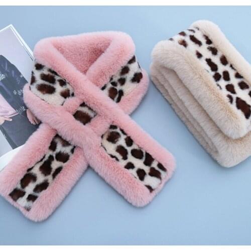 New Fashion Soft Women Faux Fur Collar Scarf Plush Collar Neck Warmer Winter Leopard Female Shawl Wrap