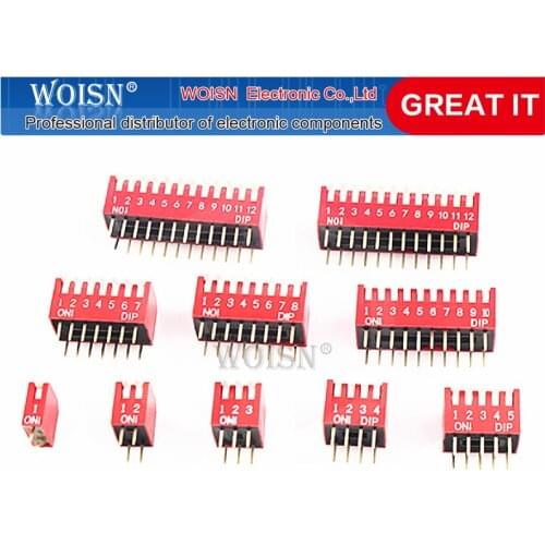 5PCS 1P 2P 3P 4P 5P 6P 8P 10P Bit Slide Type Lateral Switch Module 2.54mm DIP Red Toggle Switch Snap Switch