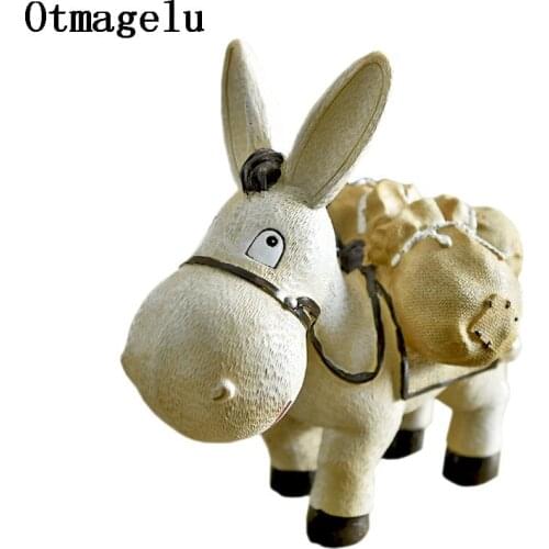 Resin Donkey Decoration Figurines Miniatures Ornament Vintage Home Decor Accessories Artificial Statue Valentines Day Girl Gifts