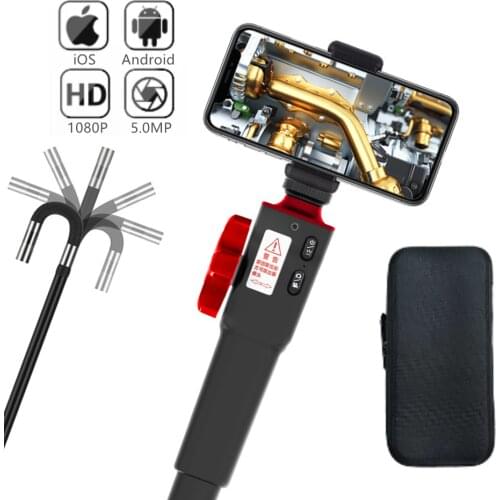 Handheld 360 Degree 2 Way Steering Industrial Endoscope Tube Camera Video Flexible 8.5mm for Engine Car Drain Pipe Inspection