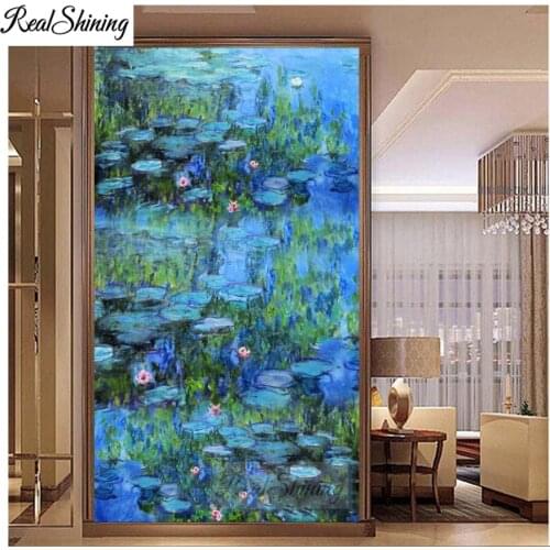 DIY diamond painting cross stitch Monet Water Lilies full mosaic diamond embroidery square round 5D handmade large decor F119