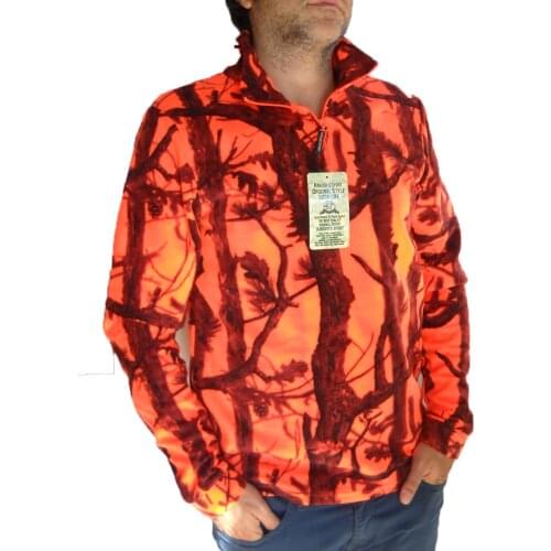 Knitted sweater fleece orange boar hunting forest zip Forest snow sweatshirt