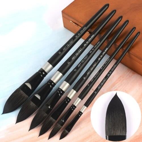 High Quality Oval Squirrel Hair Artist Watercolor Paint Brush Cats Tongue Art Brush for Gouache Wash/Mop Painting Art Supplies