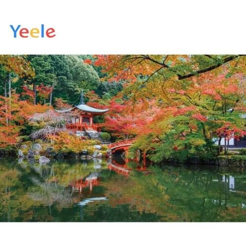 Yeele Autumn Lake Red Leaves Forest Trees Scenery Landscape Prop Photography Backgrounds Photographic Backdrops For Photo Studio