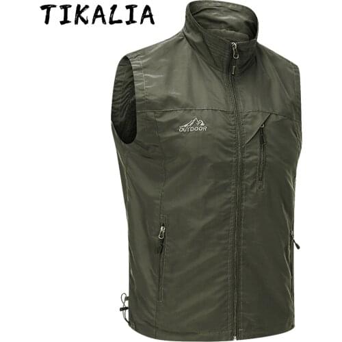 Mens Military Sleeveless Vest Jacket Outdoor Trekking Coat Summer Breathable Stand Collar Vest Lightweight Brand New 2021