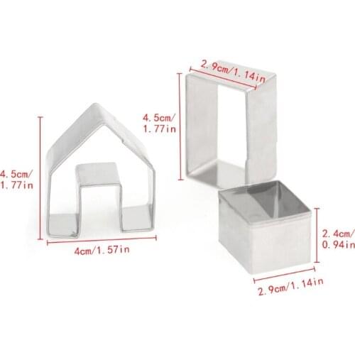 3Pcs Christmas Gingerbread House Biscuit Cutter Set Stainless Steel Cookie Mould
