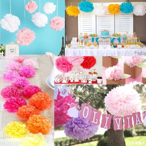 5pieces/lot 4inch(10cm) Wedding Decor Tissue Paper Pom Poms Paper Flower Ball PomPom Home Party Decoration Choose Your Colors