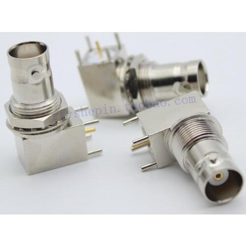 50 Ohm Pure Copper BNC-KWE BNC Bent Four-legged with Nut Bnc Seat for Circuit Board 90 Degree BNC Bent Female Seat
