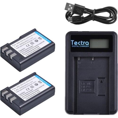 Tectra EN-EL9 EN EL9 EN EL9a EL9a Battery AKKU+LCD USB Charger for Nikon ENEL9 D40 D60 D40X D5000 D300 L15 Batteries