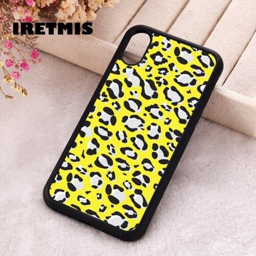 Iretmis 5 5S SE 2020 Phone Cover Case for iPhone 6 6S 7 8 Plus X Xs XR 11 12 Mini Pro Max Silicone Yellow Leopard Animal Print