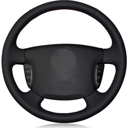 Car Steering Wheel Cover DIY Hand-stitched Black Artificial Leather For Ssangyong Actyon Kyron Accessories