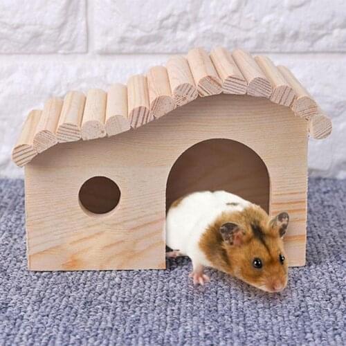 Small Animal Wooden Sleeping Nest Wooden Waterproof Hamster Hedgehog Anti-mite House Beds Dodge Assembly Pet Supplies