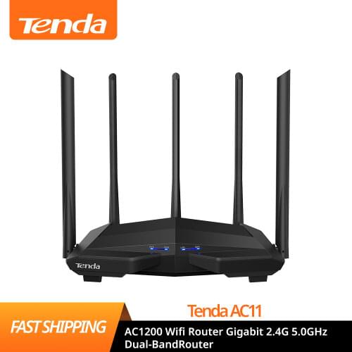 Tenda AC11 AC1200 Wifi Router Gigabit 2.4G 5.0GHz Dual-Band 1167Mbps Wireless Router Wifi Repeater with 5 High Gain Antennas