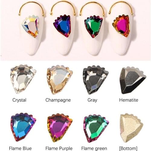 Hot sale Sole shape 8x10mm Nail Art Rhinestones 8 colors Fancy Crystal stones 30/100Pcs For 3D Nail art decoration