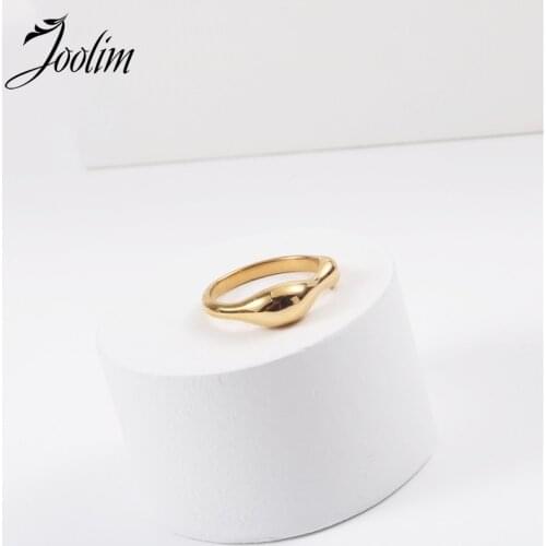 Joolim High End 18K Gold PVD Special-shaped Solid Broad Rings for Women Stainless Steel Jewelry Wholesale