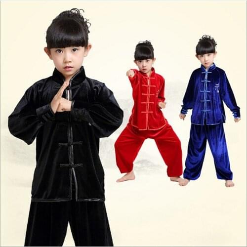 Adult Children boy girl velvet thick Chinese traditional Wushu Costume Kimono clothing Kung Fu Suit Tai Chi Martial Art Uniform