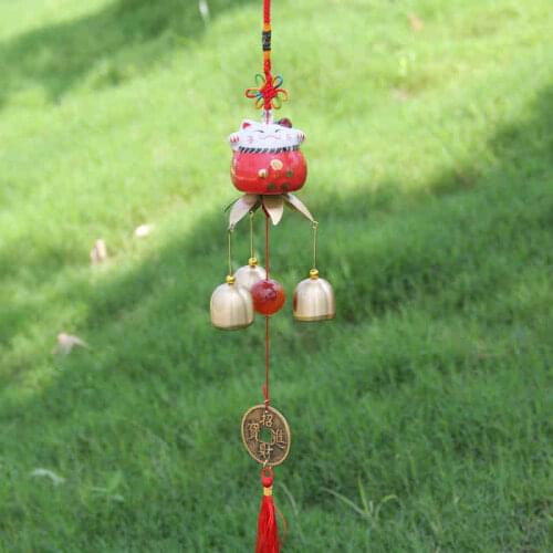 Creative Hangings Auspicious Chinese Knot 3 To 6 Brass Bells Ceramic Lucky Cat Chime Shop Home Decor Lovers Wedding Gifts
