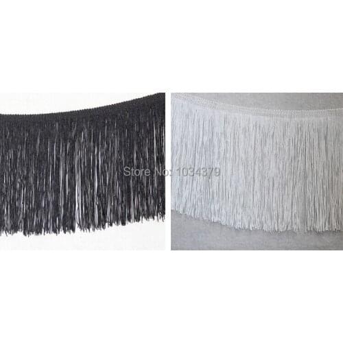 2Colors 20CM Width Polyester 13Yards Latin Dance Apparel Thin Line Fringe Lace Trims Rayon DIY Manual Accessories