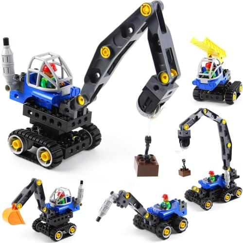 MEOA City Series 38pcs 5IN1 Deformation Engieering Machine Crane Big Building Blocks MOC Bricks Engineering Truck Model Kids Toy