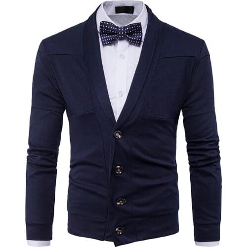 Mens Cardigans Spring Autumn Mens Cardigan Sweaters Men Casual Long-sleeved Lapel Stitching Knitted Single-breasted Jacket Male