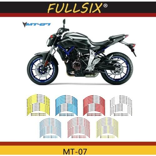 Motorcycle front and rear wheels Edge Outer Rim Sticker Reflective Stripe Wheel Decals For YAMAHA MT-07