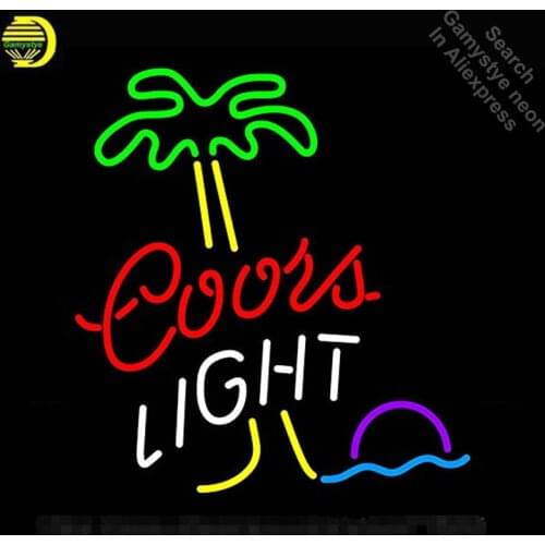 Neon Sign for Coors Light Palm Tree Neon Bulbs sign handcraft Glass tubes Decorate Beer Wall Room light signs made to order