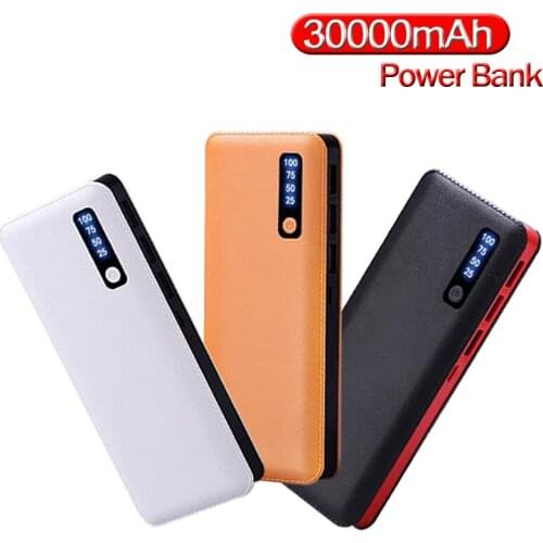 30000mAh Portable Safe Fast Charging PowerBank with Led Light Digital Display Triple USB High Capacity for Xiaomi Iphone Samsung