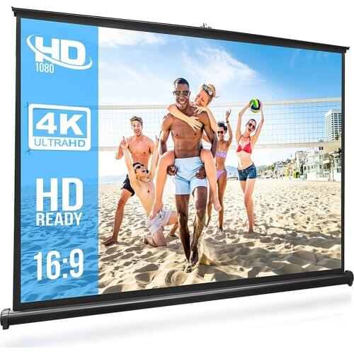 50" Inch 16:9 Portable Projector Screen Floor Standing Fold-Out Roll-Up Tripod Manual, Mobile Movie Screen Home Theater