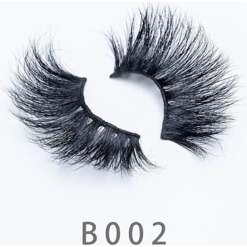 25mm B2 5D Handmade Fluffy Long Real Mink Lashes Natural Thick Eye Lashes Wispy Makeup 3D Mink 6D Lashes Soft False Eyelashes