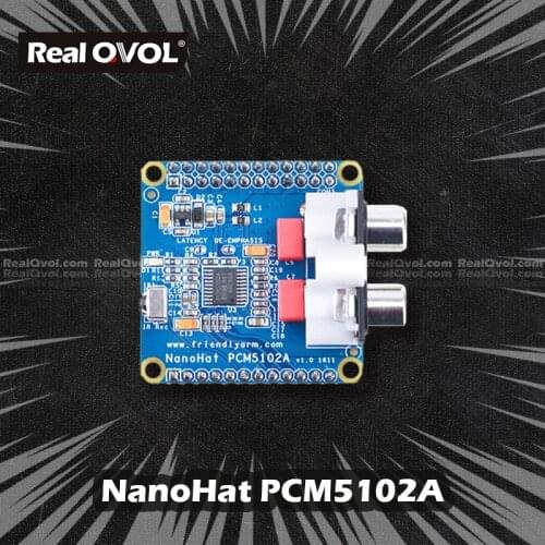 RealQvol FriendlyELEC NanoHat PCM5102A,Compatible with NanoPi NEO/NEO Air,DAC audio chip and NS' low-noise,Sample rates is 384k