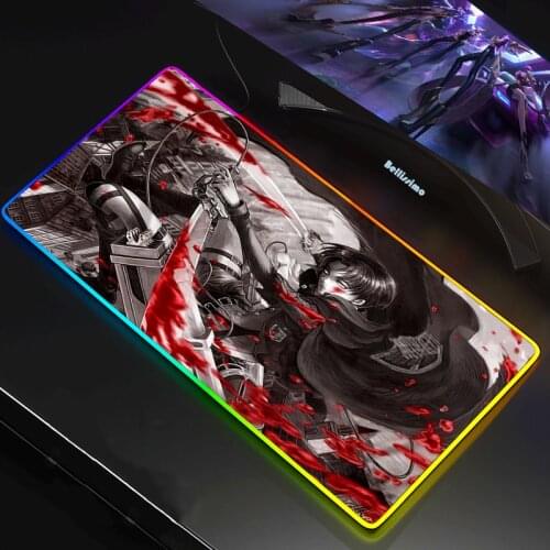 RGB LED Gaming Mouse Pad XXL Mousepad Large Cool Mause Pad Keyboard Desk Carpet Game Rubber No-slip Mouse Mat Attack on Titan
