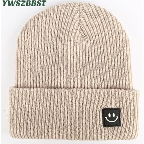 New Autumn Winter Baby Hat Smile Print Crochet Boys Girls Cap Beanies for Women Men Unisex Outdoor Baby Cap