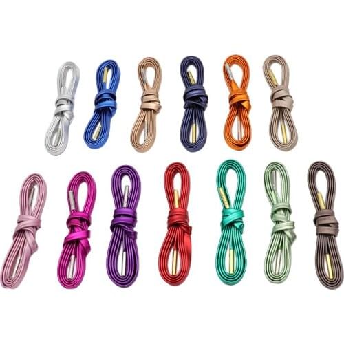 Premium 7MM Solid Colours Charmed Metallic Shoelaces Men Women Sneaker Boots Canvas 2021 Trendy Flat Type Sznurówki