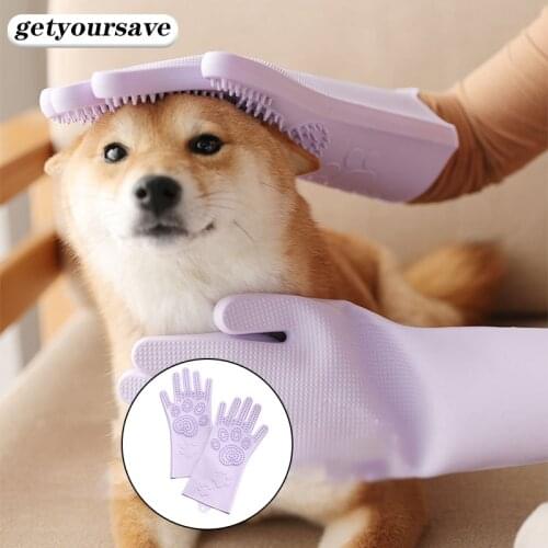 Hair Remover Glove Anti-scratch Cats Grooming Glove for Dog Silicone Short Hair Cat Mitten Brush Bathing Cleaning Massage Comb