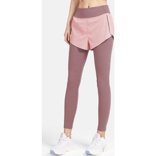 Sweatpants Jogging Fake Two Sport Joggers Trousers Hight Waist Leggings Sports Pants Women Training Femme Running Loose Pockets