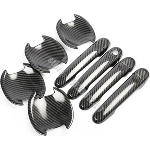 Car styling for Nissan TIIDA 2011-2018 ABS Carbon fiber pattern Car Door Handle Cover + Cup Bowl Trim Car Accessories