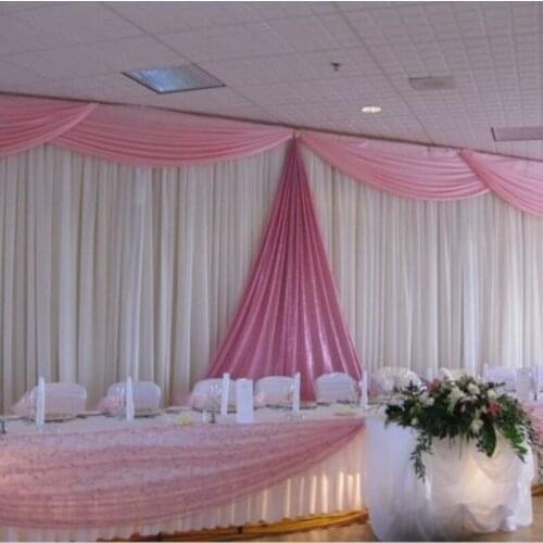 Hot pink Wedding Backdrop with beautiful swag Stage curtain drapes Wedding Decoration