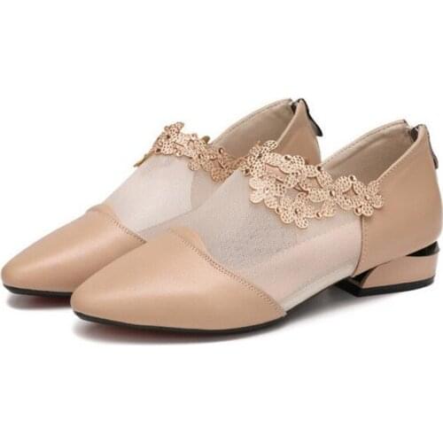 2021 Summer Pointed High-quality Cowhide Mesh Rhinestone Sandals Fashion Shoes Woman Large Size Trend Sandals Women Sandal Shoes