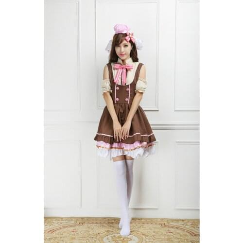 Love Live Sweet Pink Bow Girls Cosplay Costume Kawaii Women Maid Dress Shool Cheerleaders Uniform For Students