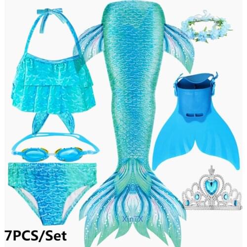 2020 Fancy Mermaid Swimsuit with Flipper Monofin Mermaid Swimming Tails for Children Girls Summer Beach Wear Swimsuits Costume