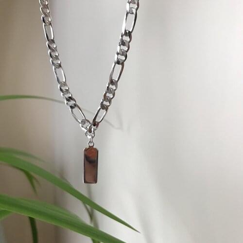 Silvology 925 Sterling Silver Square Card Choker Wide Chain Top Quality Elegant Short Clavicle Chain Necklace 925 Simple Jewelry