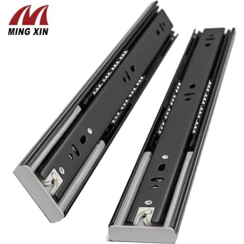 10"-20" Cold Rolled Steel Drawer Slides Soft Close Track Cushioned Silent Closing Three Section Sliding Rails Furniture Hardware